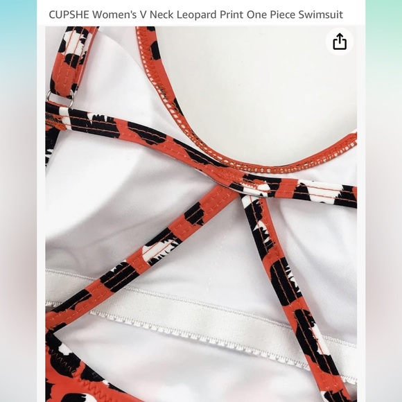 CUPSHE Women's Red V Neck Leopard Print Cut Out Back One Piece Swimsuit NWT XL - Picture 9 of 14